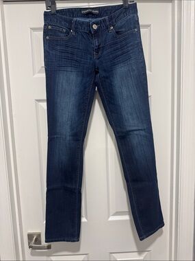 Express Women’s Stella Skinny Low Rise Jeans in Dark Indigo Blue